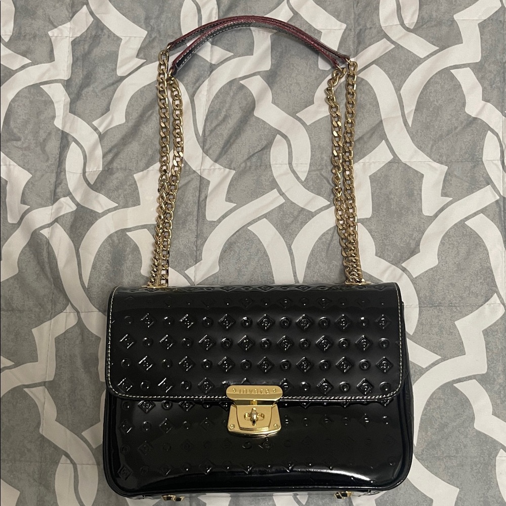 Black Patent Leather Chain Shoulder Bag